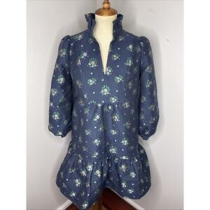 Tuckernuck Navy Blue Floral Palmerston Dress Small S